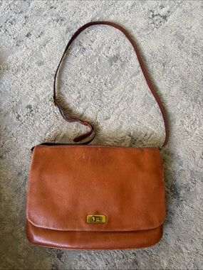 J. Crew Cognac Brown Leather Messenger Bag